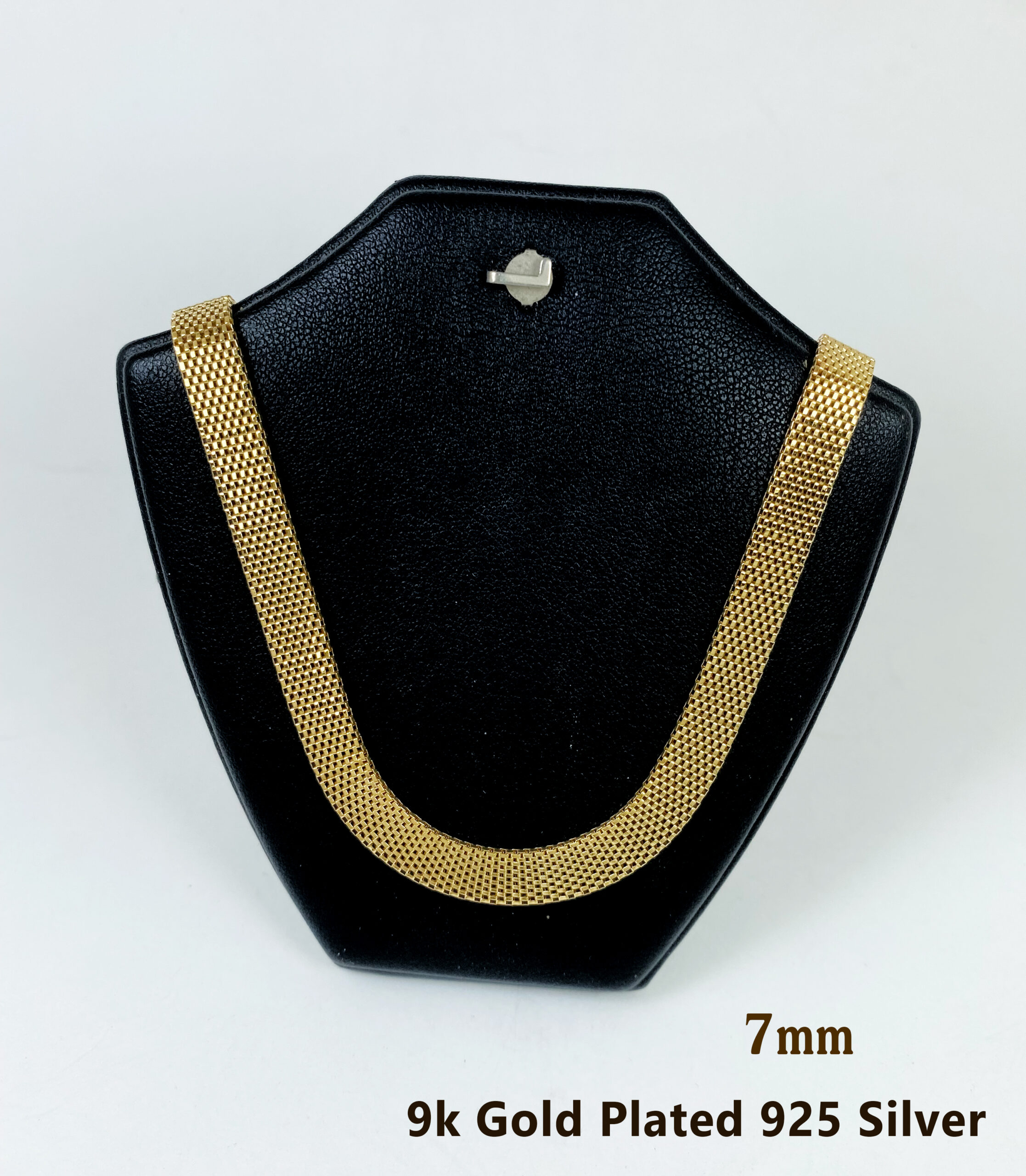 สร้อยคอเงินแท้ สีเหลืองทอง9kลายป็อปคอนแบน เทรนยุโรป สไตล์โมเดิร์น - Image 4