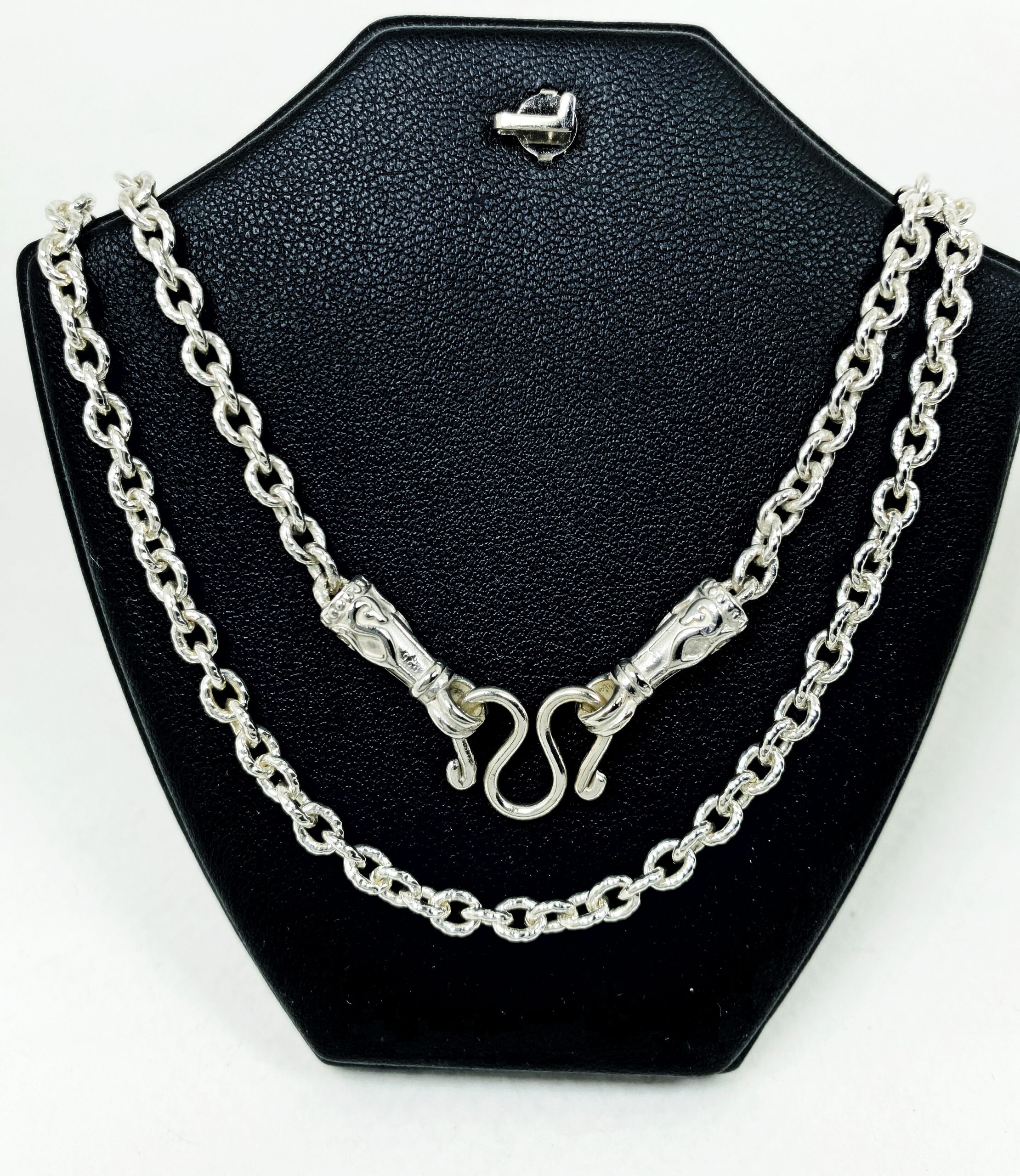 สร้อยเงินแท้ 925 ลวดลายเล่นแสง ปลายหัวจรวด ตะขอM ห้อยพระ 1 องค์ ลายลูกโซ่ - Image 3