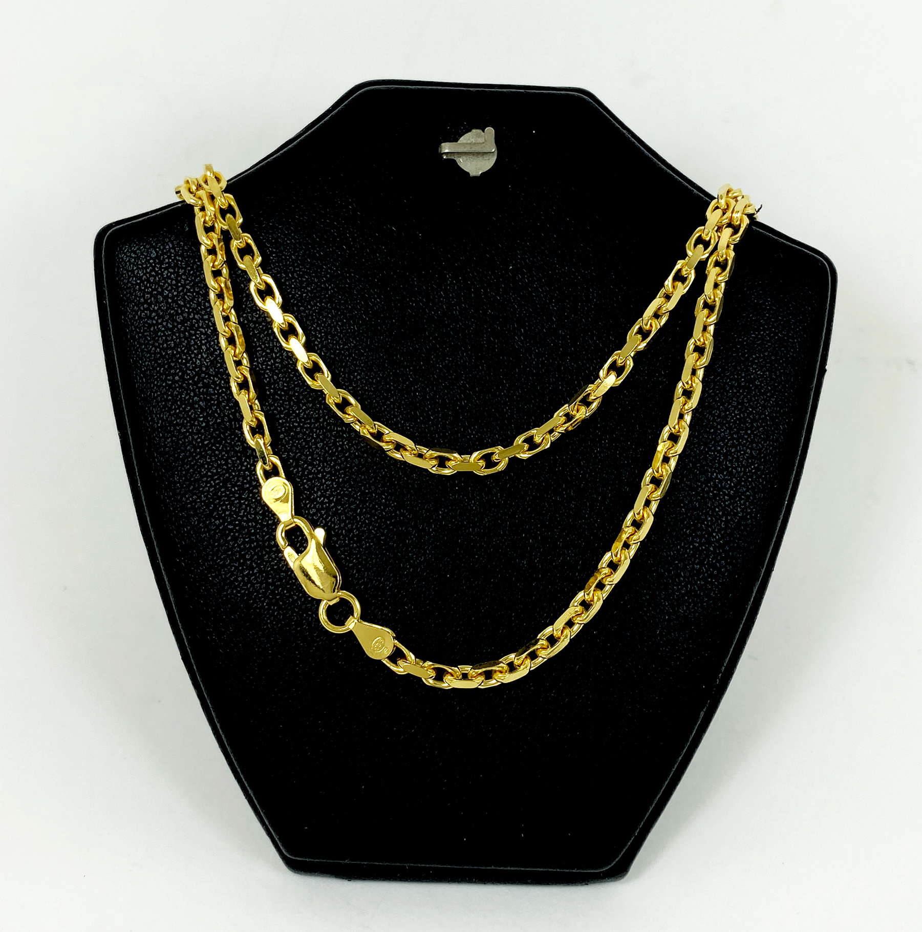 สร้อยคอเงินแท้ 925 ลายโซ่ตัดขอบ ชุบทอง18k ตะขอสปริงก้ามปู - Image 3