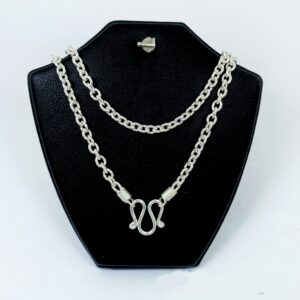 สร้อยคอเงินแท้ 925 ห้อยพระ1 องค์ ลายลูกโซ่ลวดลาย สไตล์โมเดิร์นอาร์ท