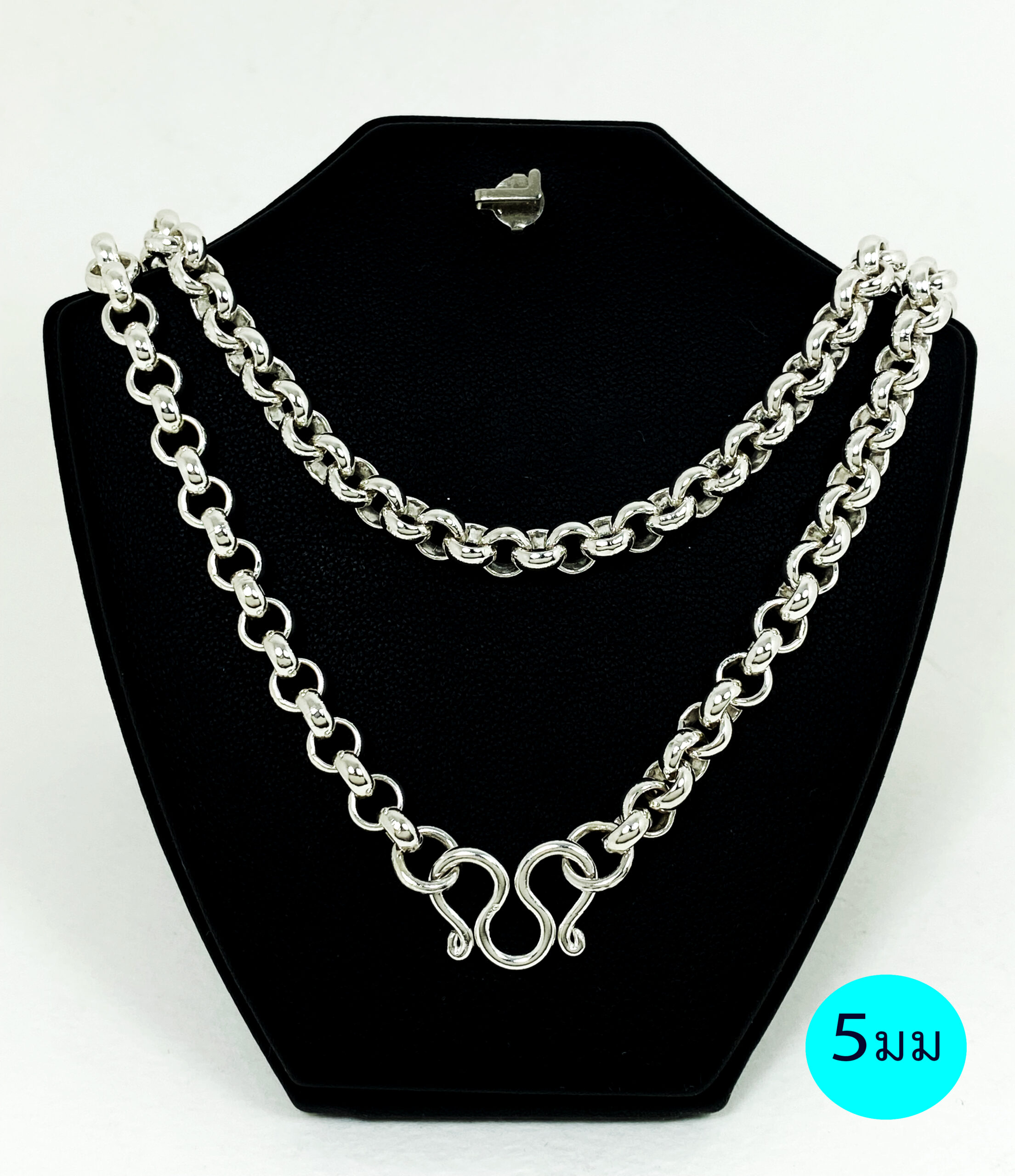 สร้อยคอเงินแท้ 925 ห้อยพระ 7 องค์ ลายผ่าหวาย - Image 2