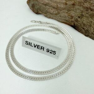 สร้อยคอเงินแท้ 925 ลายท้องปลิงแบน สไตล์โมเดิร์น