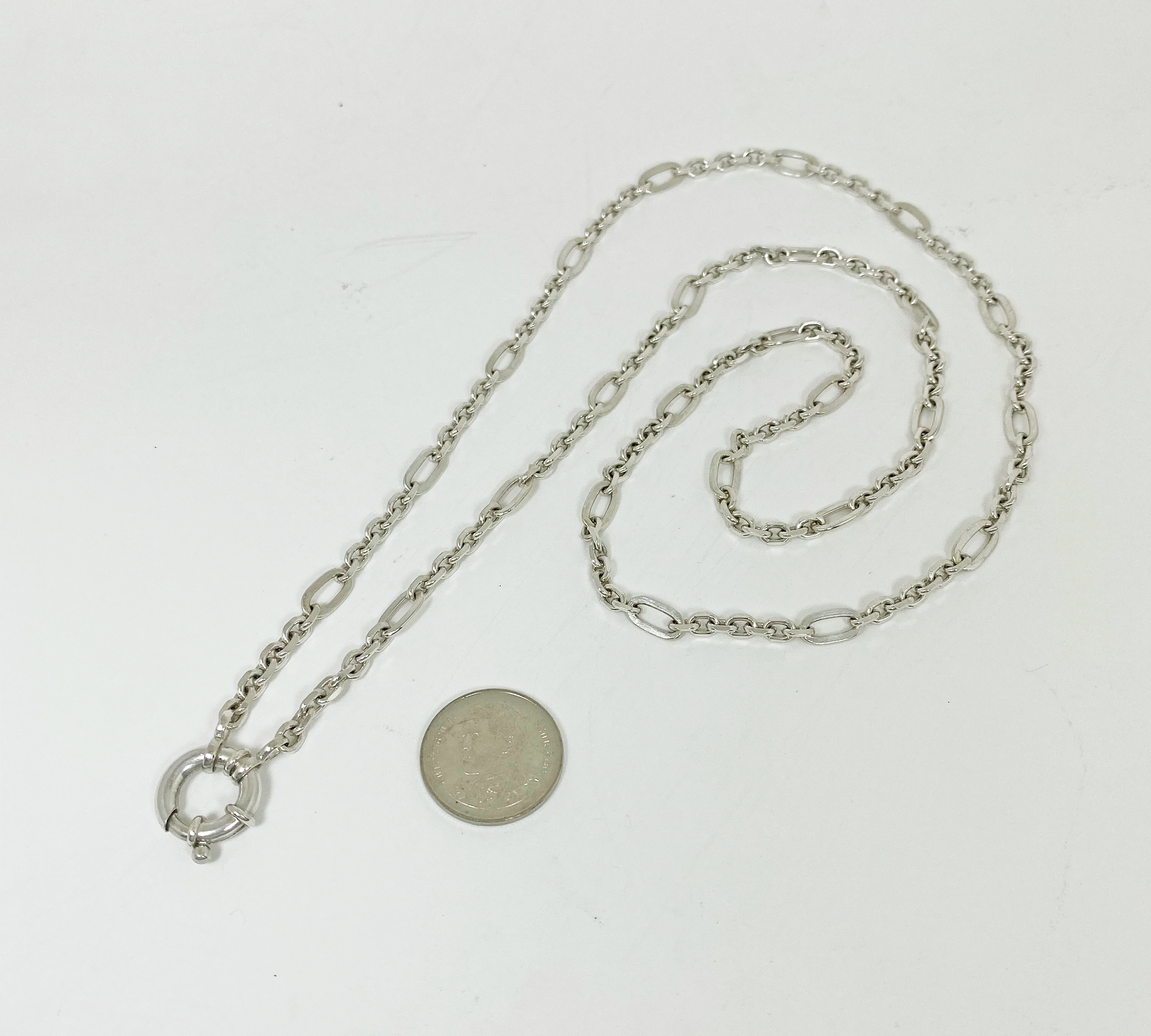 สร้อยคอ ลายแฟนซีโซ่ตัดมุม ตะขอสปริงวิลเกลี้ยง ห้อยพระ 1 องค์ - Image 5
