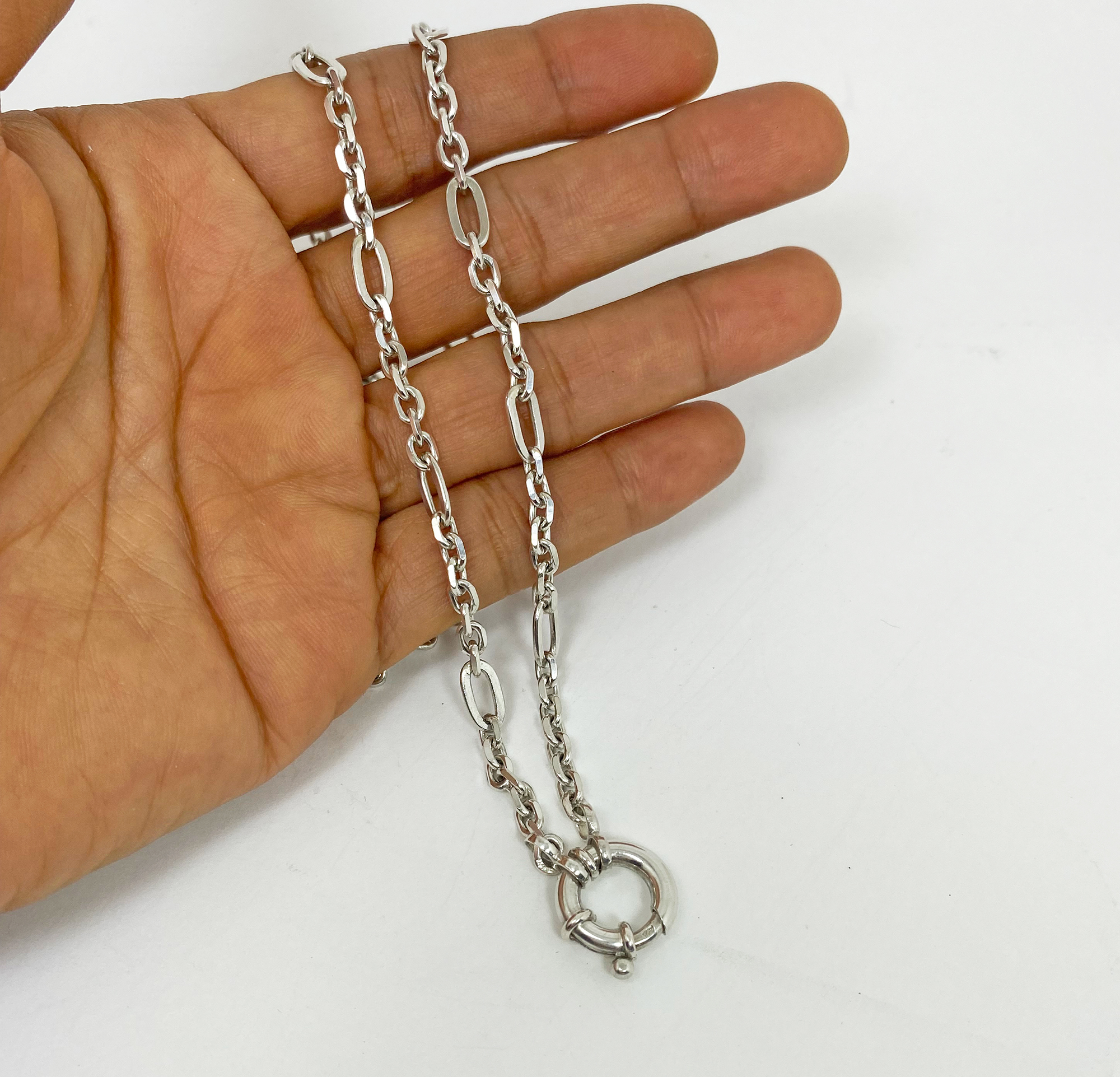 สร้อยคอ ลายแฟนซีโซ่ตัดมุม ตะขอสปริงวิลเกลี้ยง ห้อยพระ 1 องค์ - Image 7
