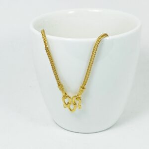 สร้อยคอเงินแท้ 925 ชุบทอง 24k ลายสี่เสา ปลายหัวจรวด ตะขอM ห้อยพระ 1 องค์