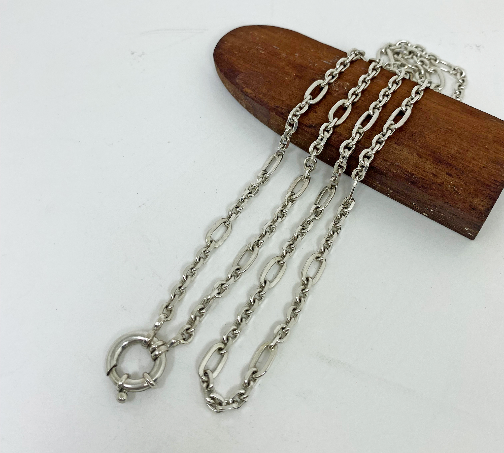 สร้อยคอ ลายแฟนซีโซ่ตัดมุม ตะขอสปริงวิลเกลี้ยง ห้อยพระ 1 องค์ - Image 8