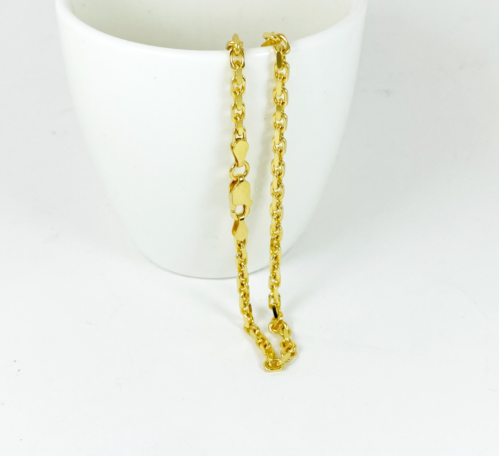 สร้อยคอเงินแท้ 925 ลายโซ่ตัดขอบ ชุบทอง18k ตะขอสปริงก้ามปู - Image 7