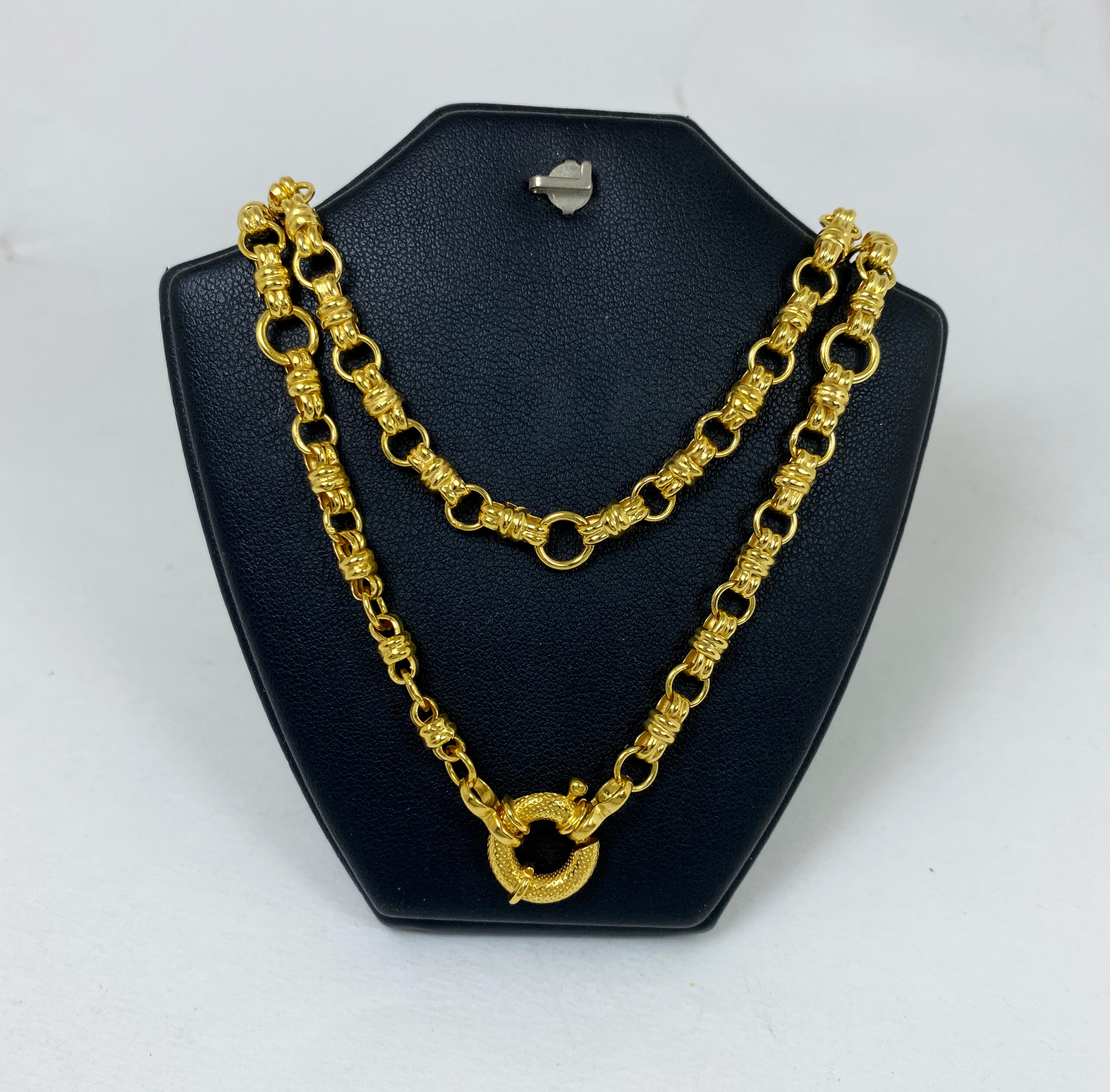 สร้อยคอสีทอง 24k ห้อยพระ4องค์ ลายโบว์ ตะขออีตาลีสปริงกลมลาย สไตล์โมเดิร์นอาร์ท
